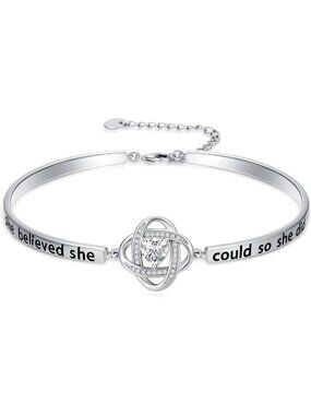 Personalized Engraved Heart Bracelets for Women - Sparkling Cubic Zirconia